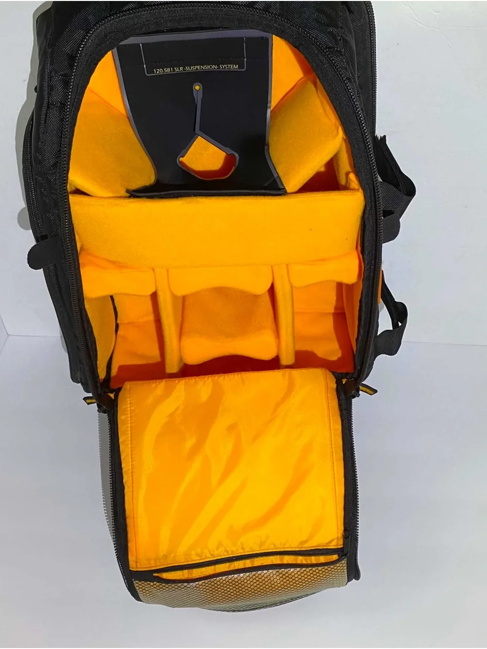 camera backpack Black Travel Backpack with Orange Accents